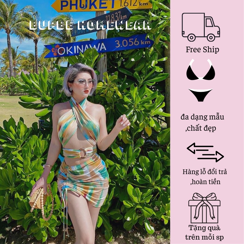 Đồ bơi nữ, BUPBE HOMEWEAR , bikini liền thân váy nhiều màu cá tính áo tắm, áo choàng đi biển, swimsuit,swimwear