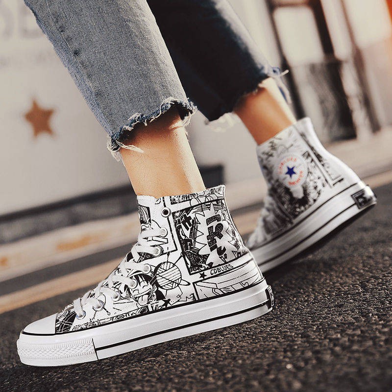One Piece Graffiti Canvas Trend High Top giày nam | BigBuy360 - bigbuy360.vn