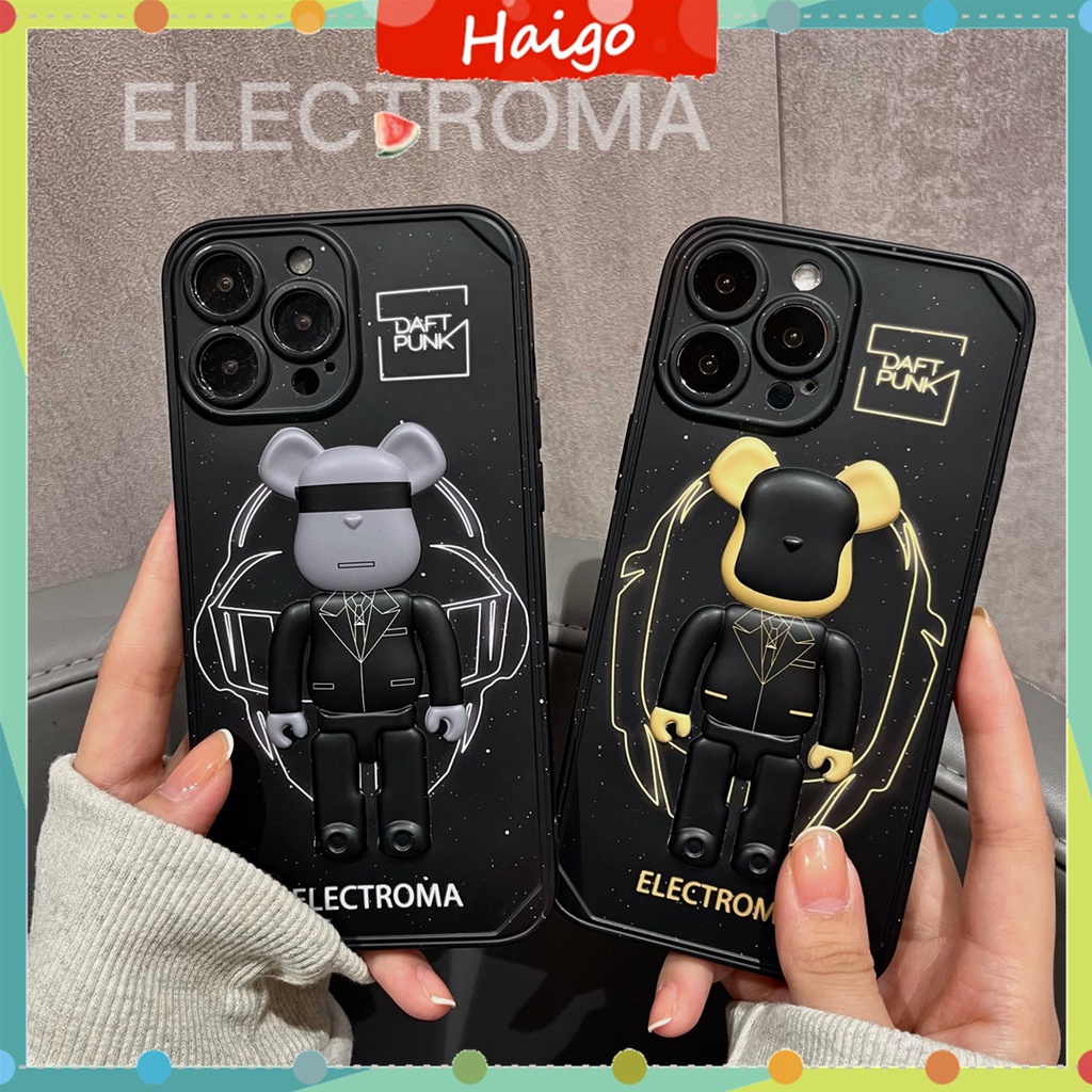 Ốp điện thoại nhựa cứng in hình Daft Punk BEARBRICK 3D cho iPhone13 12 mini 11 PRO MAX 6/6s 7/8plus SE2 X/XS XR XSMAX #HG4989