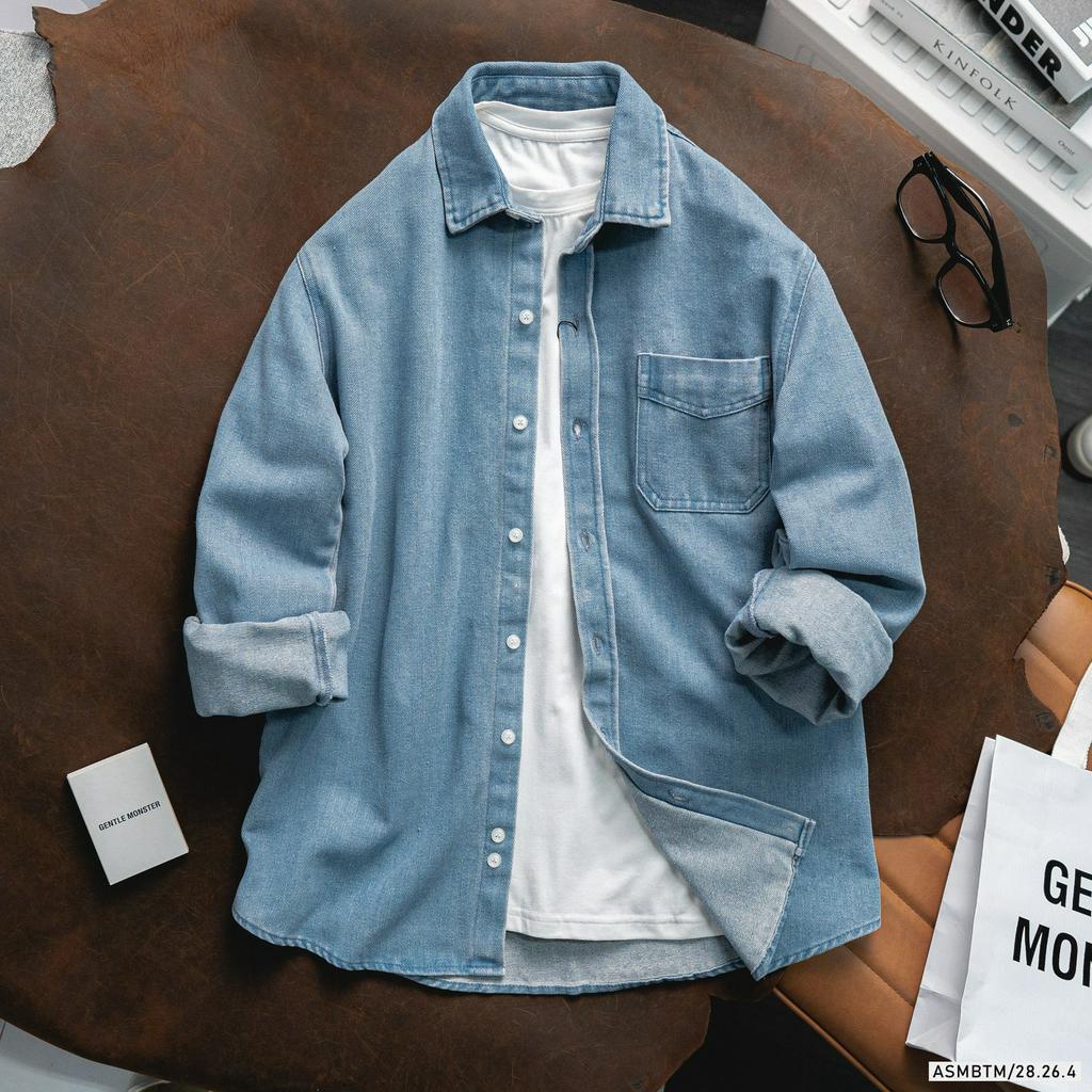 Áo sơ mi jean, áo sơ mi jacket denim chất vải dày dặn, form đẹp 28264