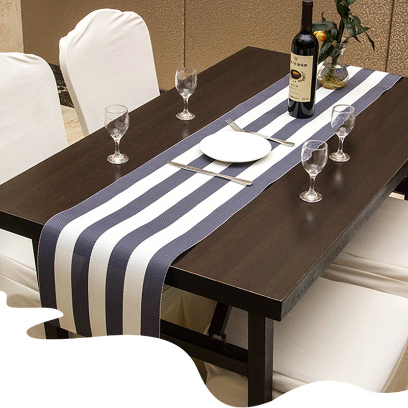 30X180cm PVC Table Runner Super Long Stripes Grid Patterns Waterproof Oil Proof Placemat Hot Insullated Table Cloth Coaster Pad