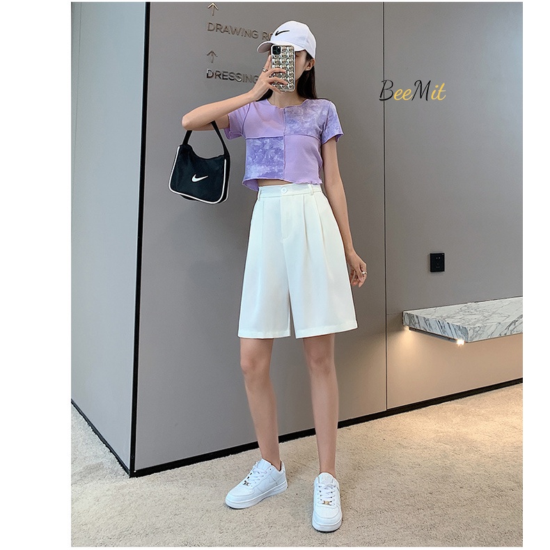 Quần short lửng ống rộng, quần short ống rộng Unisex Nam - Nữ cạp cao