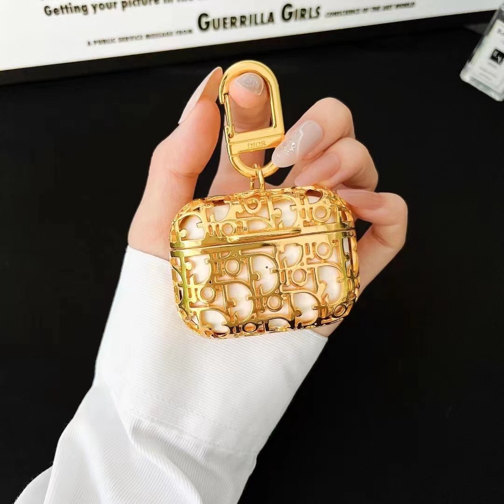 Vỏ Bảo Vệ Hộp Sạc Tai Nghe Không Dây AirPods Pro / 3 1 / 2 Bằng Kim Loại Kiểu Dáng Thời Trang