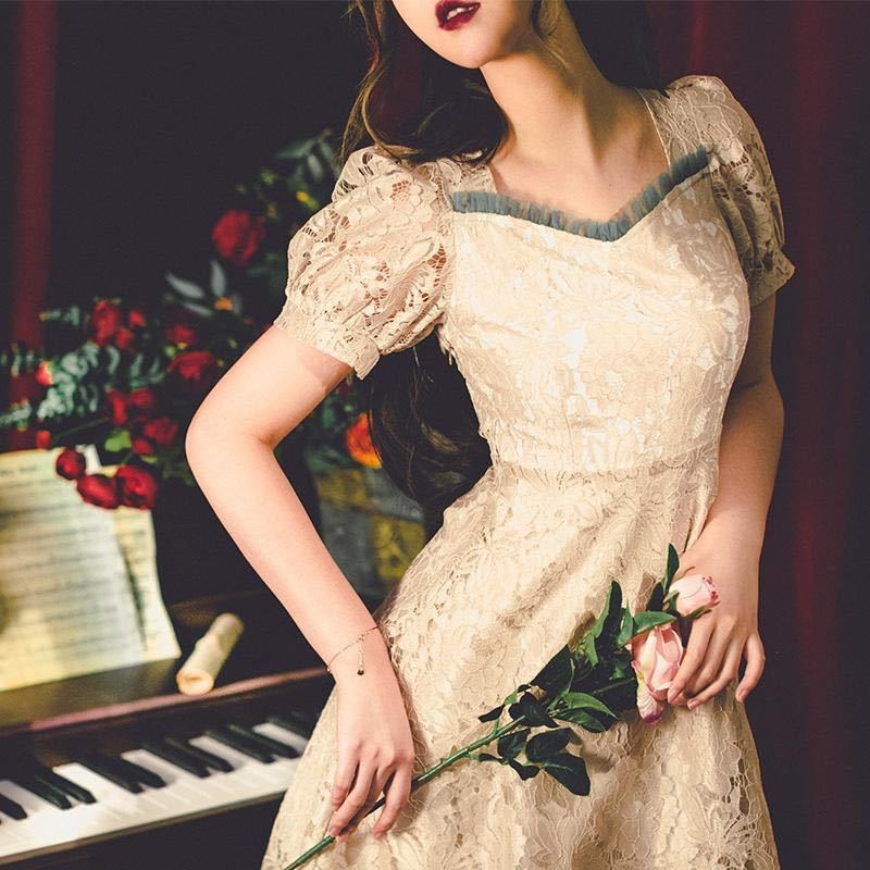 Đầm Ren Dáng Dài Thiết Kế Mới Thời Trang Theo Phong Cách Vintage Dành Cho Nữ