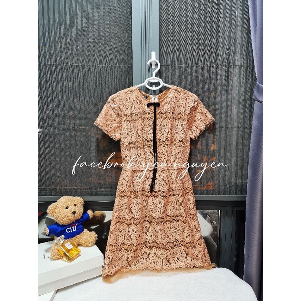 HƯƠNG BOUTIQUE ⤑ Váy ren nơ nhung đen màu nude tôn da ⇿〈Giá gốc 1.450〉