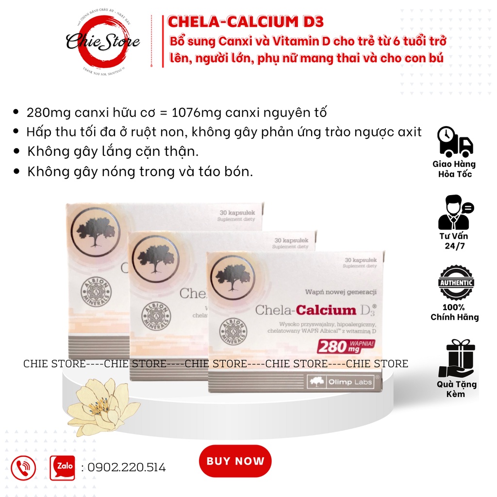 GIÁ TỐT] Chela Calcium D3-bổ sung Canxi cho bà bầu