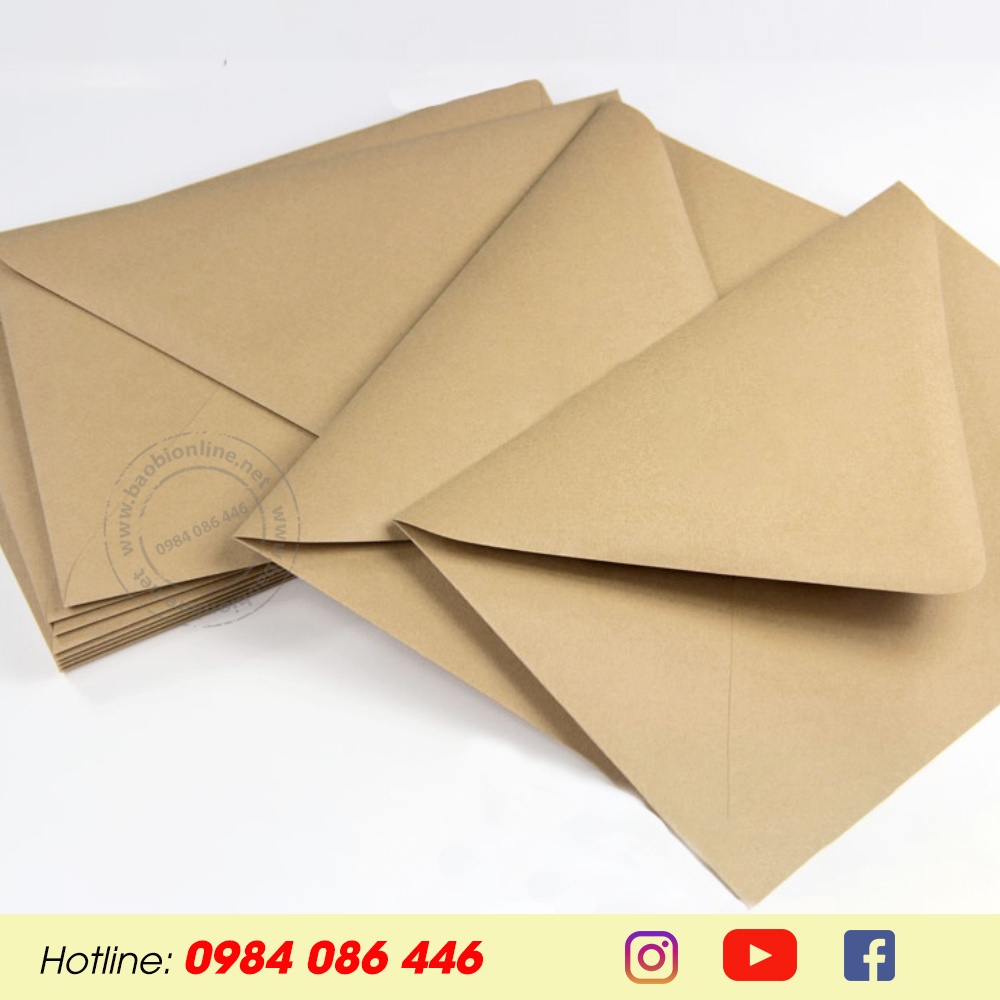 BAO THƯ KRAFT NHẬT NẮP CHÉO 22 x 12 CM CÓ SẴN ĐỊNH LƯỢNG 160GSM - BAOBIONLINE