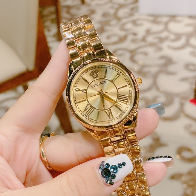 Đồng hồ versace dây thép không gỉ, hàng full box, thẻ bảo hành 12 tháng - Dongho.versace
