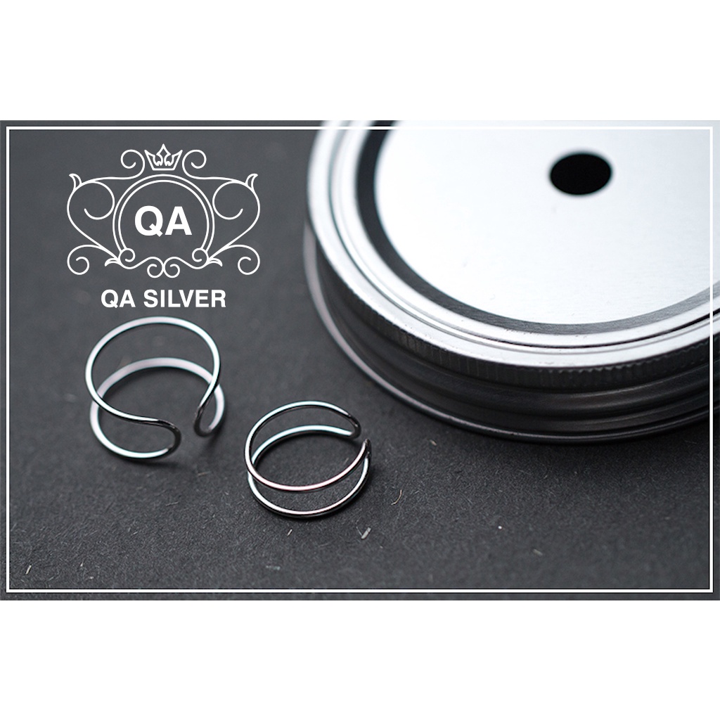 Nhẫn bạc 925 hai tầng nam nữ trơn mảnh tối giản 2 kiểu S925 LAYER Silver Ring QA SILVER RI191202