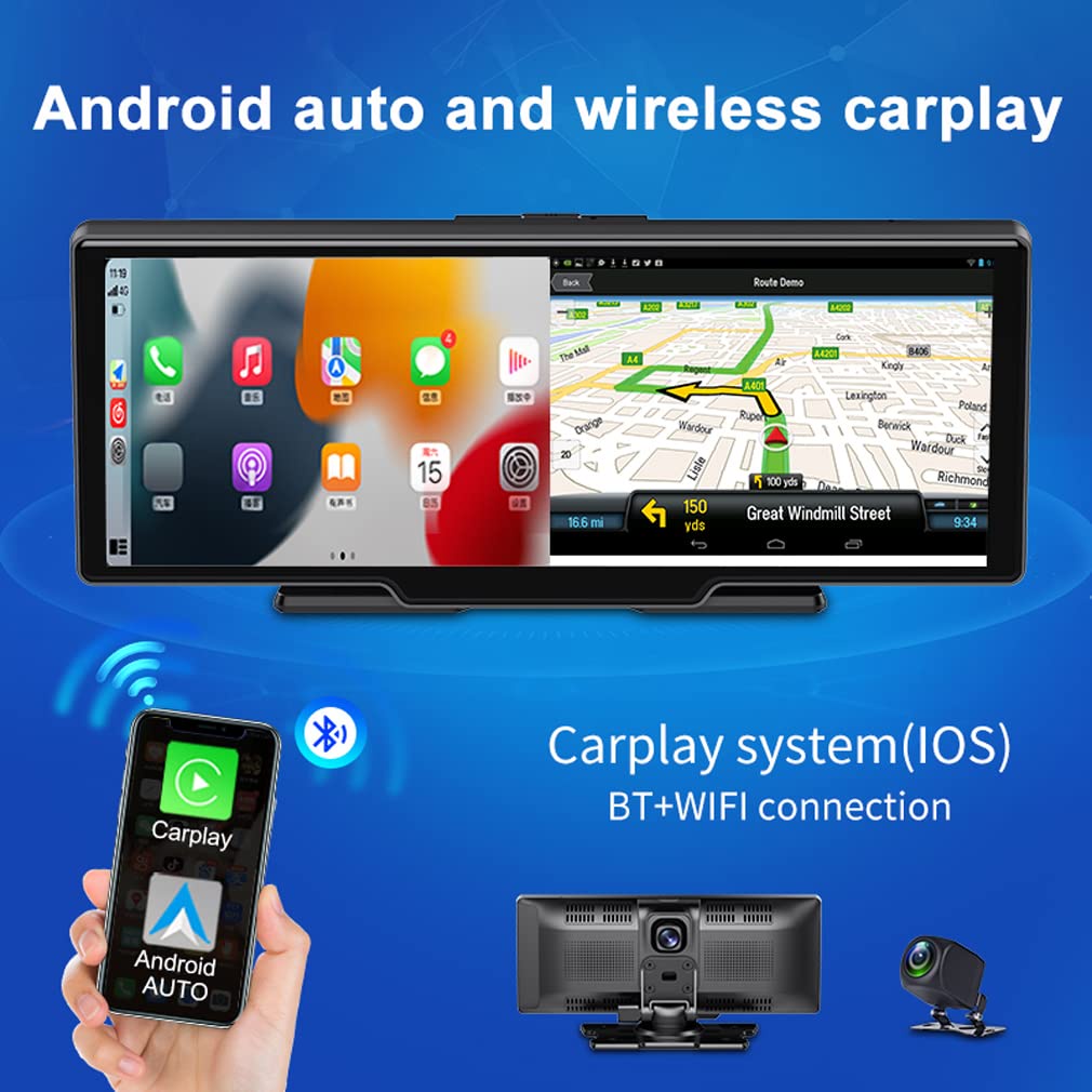 [ Quà tặng thẻ nhớ TF 64G]  Carplay android bảng điều khiển tự động bảng điều khiển cam camera kép 10 inch 2K + 1080P Ch | BigBuy360 - bigbuy360.vn