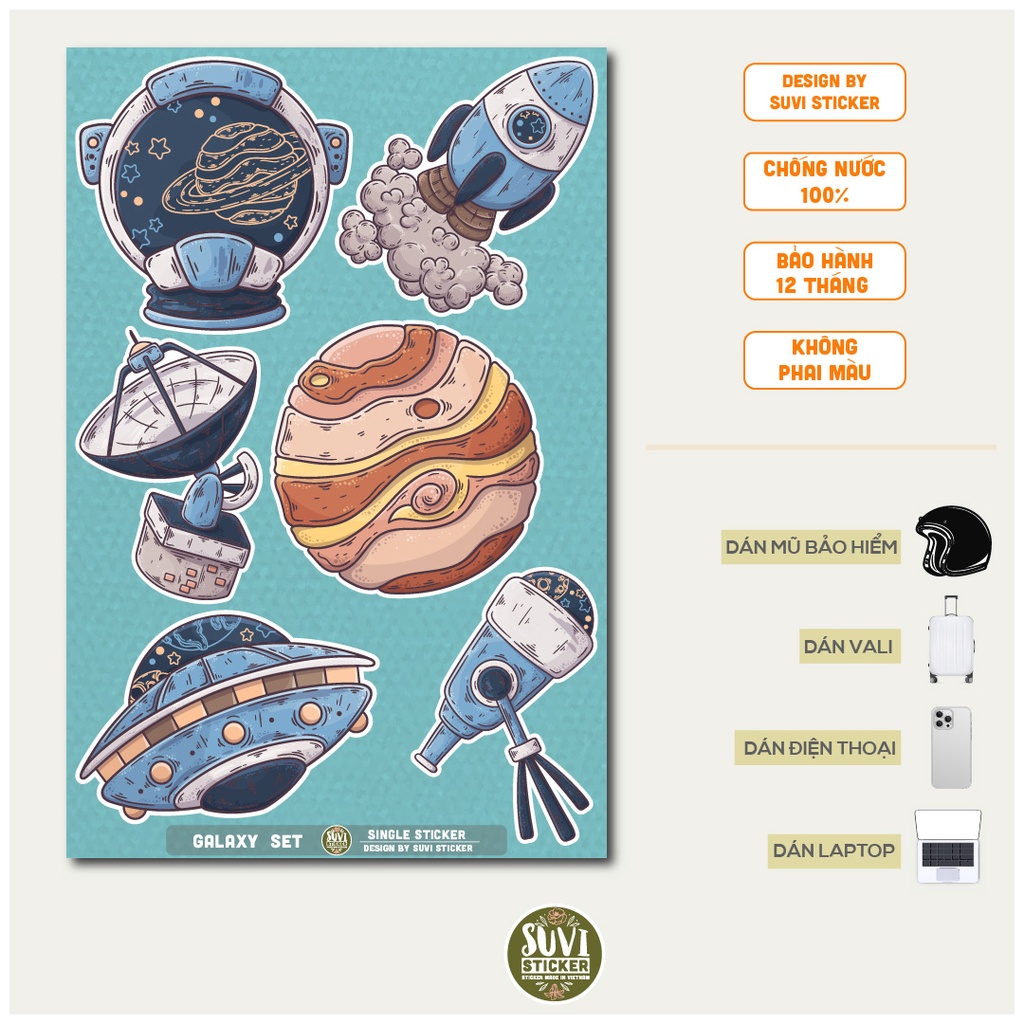 STICKER LẺ - Sticker Galaxy dán mũ bảo hiểm, laptop, điện thoại, vali. MSP: SS21