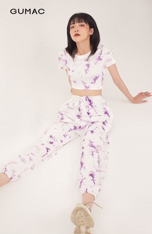 [Mã WABRGM11 giảm 10% đơn 250K] Áo croptop nữ tay ngắn loang màu GUMAC phong cách unisex cá tính ATB301 | BigBuy360 - bigbuy360.vn