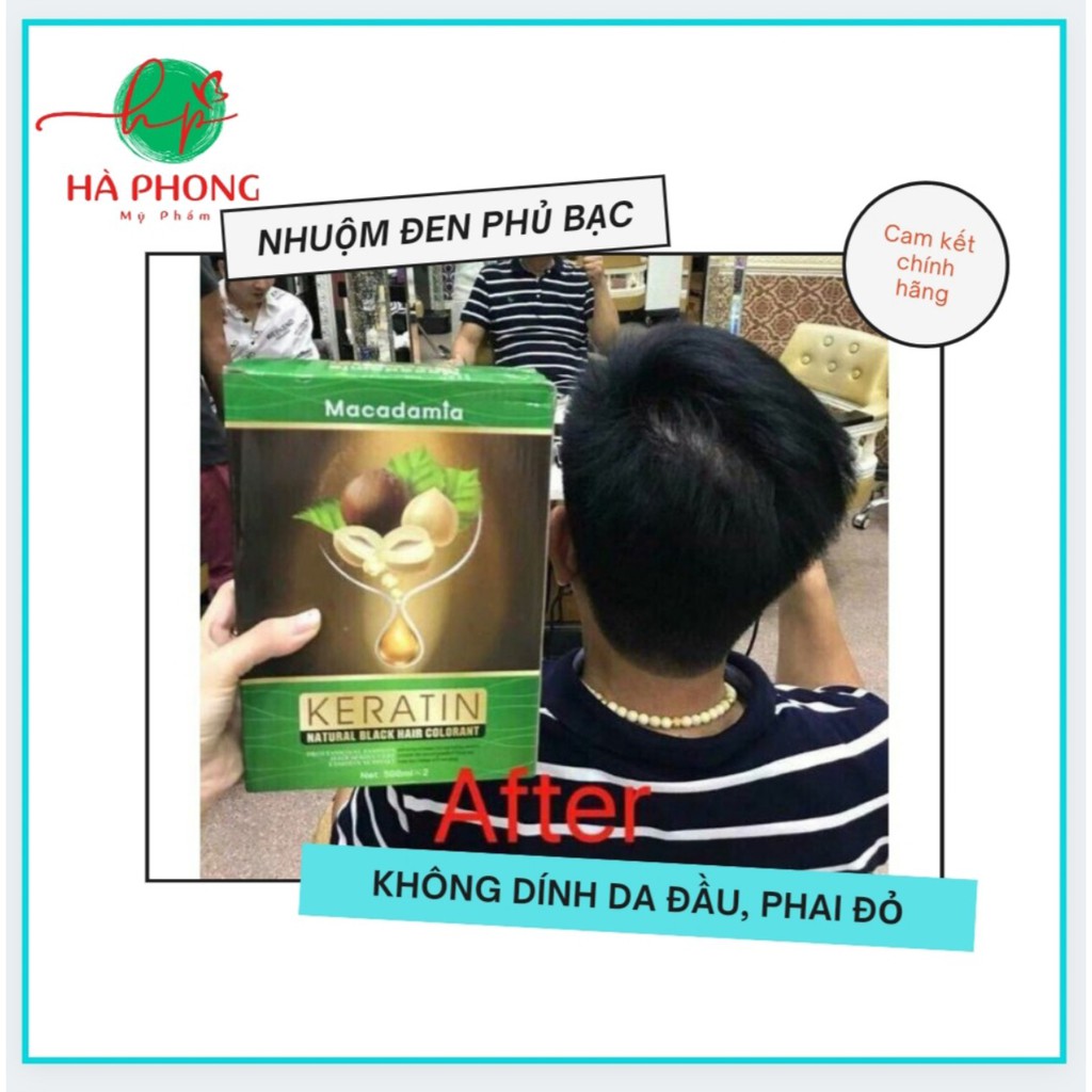 [Siêu Sale] [Chính hãng] Thuốc Nhuộm đen phủ bạc Macadamia, không dính da đầu, không phai đỏ cặp 500mlx2