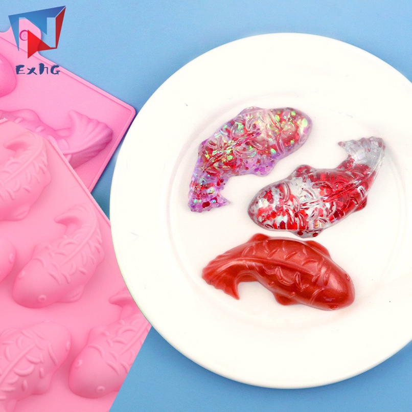 Khuôn Silicon Mềm Hình Cá Koi 3D Làm Bánh Trang Trí 3D 6 Ô