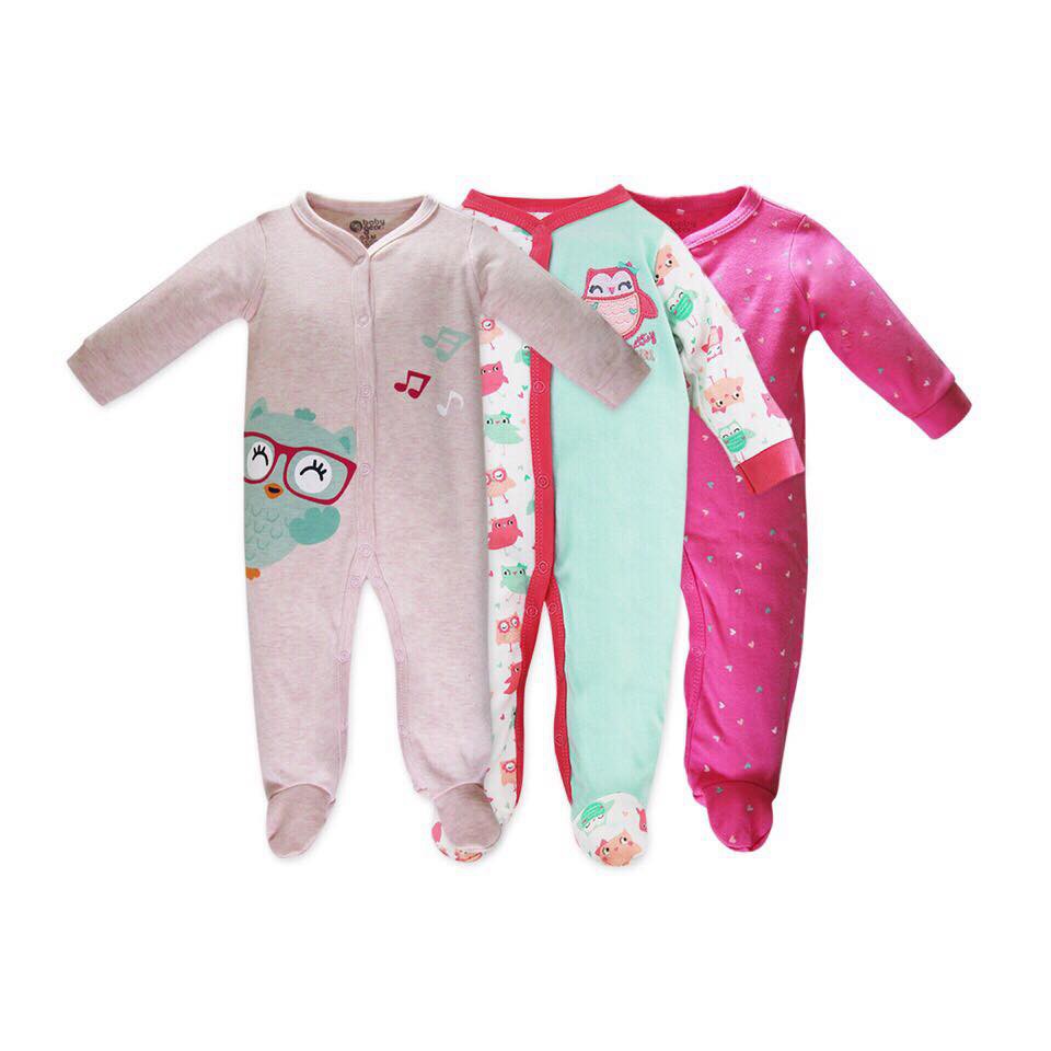 Set 3 bộ body liền chân hàng xuất dư cho bé trai và bé gái