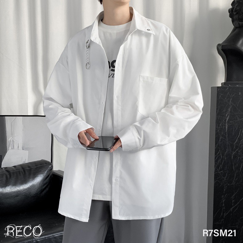 Áo sơ mi nam nữ Hàn Quốc cao cấp dáng rộng dài tay Shirt Loose R7SM21