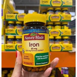 Viên uống bổ sung sắt nature made iron 65mg 365 viên - hàng mỹ