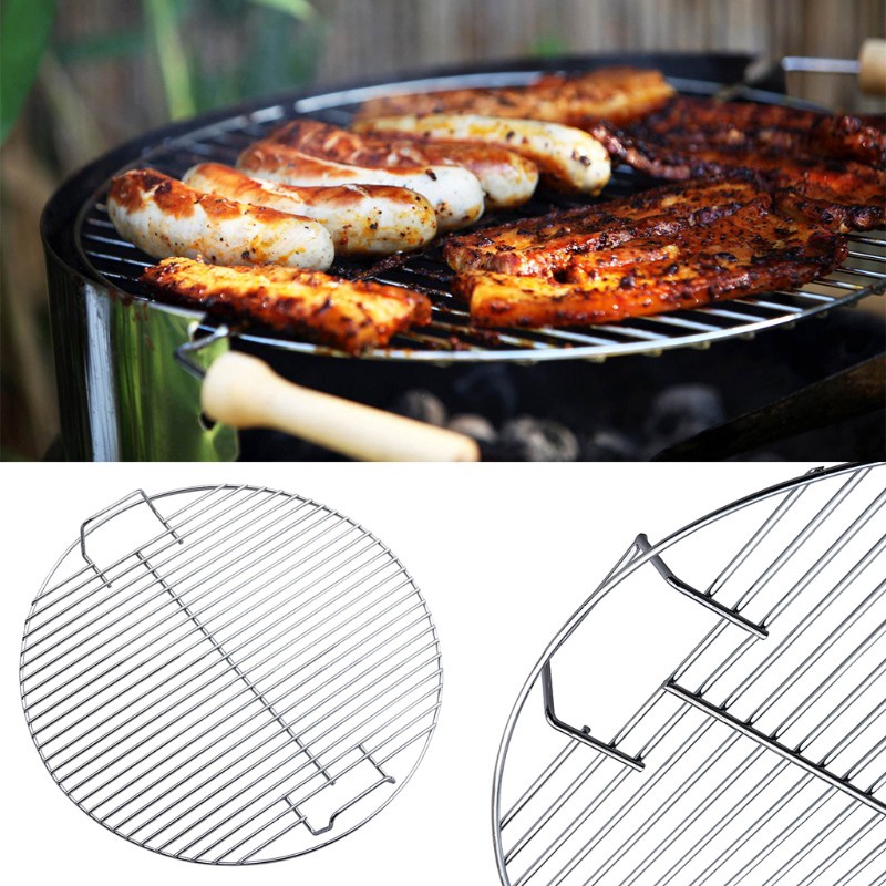 Đen Vỉ Nướng Bbq Bằng Thép Không Gỉ Hình Tròn Chống Dính Chịu Nhiệt Tiện Dụng Mang Theo Du Lịch Cắm Trại