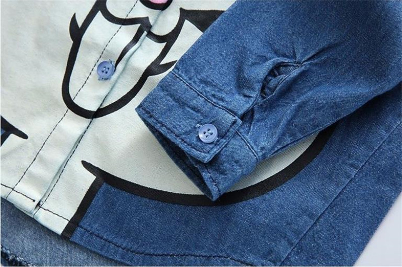 Áo Sơ Mi Denim In Hình Thỏ Dễ Thương Cho Bé Gái