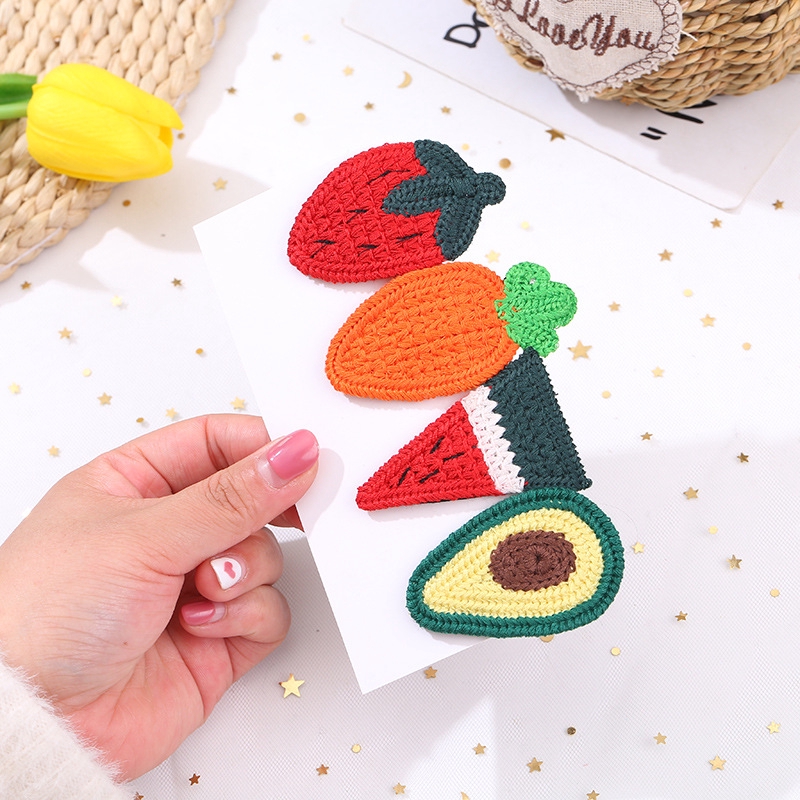 Kẹp tóc len in họa tiết trái cây dễ thương cho bé gái