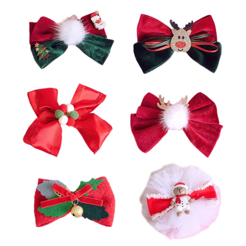 Kẹp Tóc Hình Nơ Giáng Sinh Chống Trượt Cho Nữ