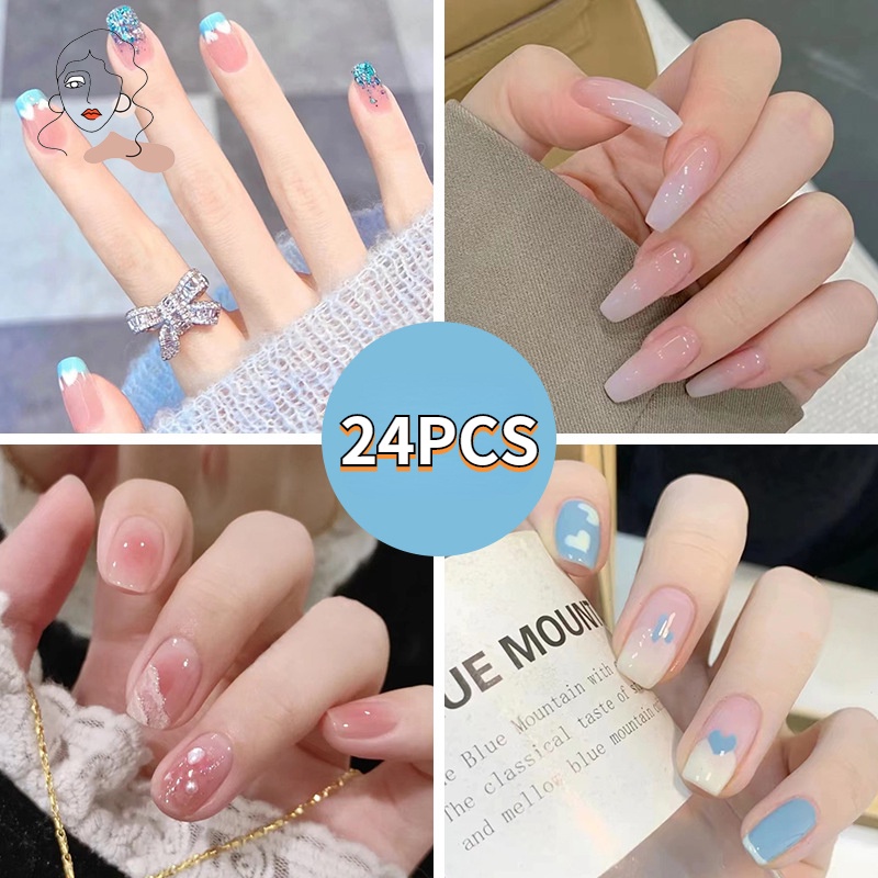 Bộ 24 Móng Tay Giả Trang Trí Xinh Xắn
