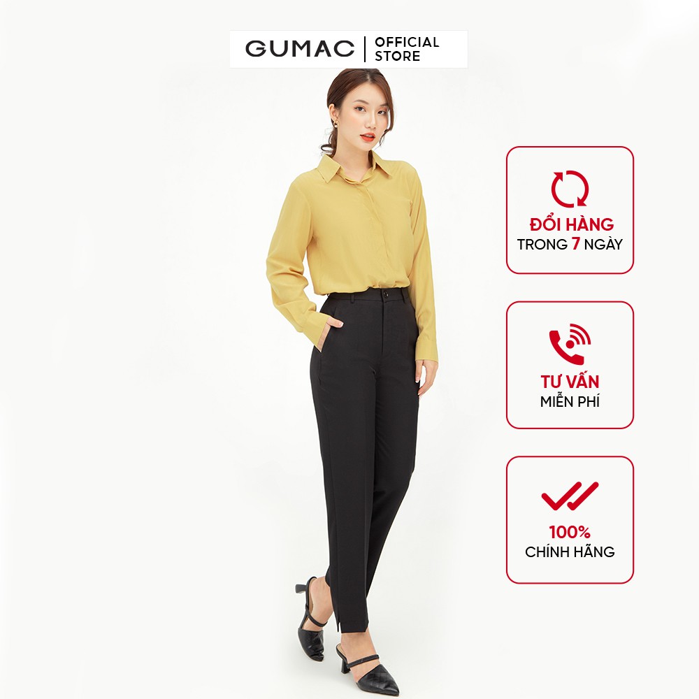 [Mã WABRGUSBD2 giảm 10% tối đa 50k đơn từ 250k] Áo sơ mi nữ công sở GUMAC, from cơ bản màu vàng tay dài AB535 | BigBuy360 - bigbuy360.vn