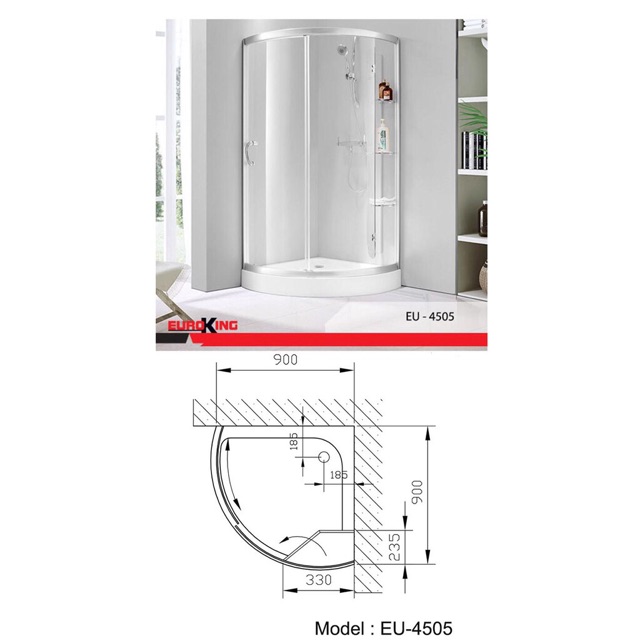 BỒN TẮM ĐỨNG VÁCH KÍNH EUROKING EU-4505- KÍNH CƯỜNG LỰC CÓ KHAY TẮM - BẢO HÀNH 3 năm