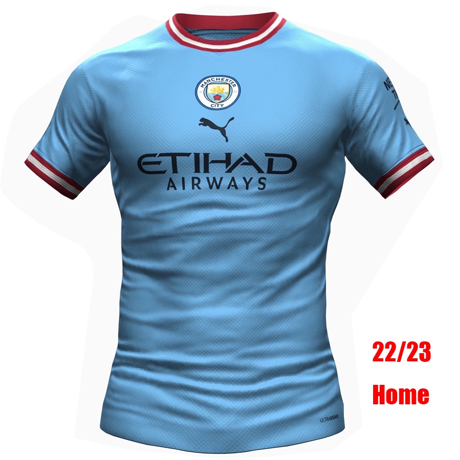 Áo Thun Manchester City Home 2223 Haland STERLING G. Jesus FERRAN MAHREZ DE BRUYNE 2022-23 Áo Đấu Sân Nhà