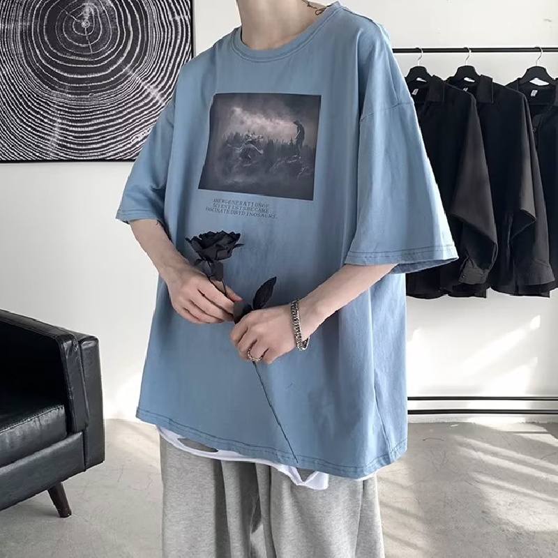 Áo Thun Tay Ngắn Dáng Rộng In Chữ Thời Trang Mùa Hè Phong Cách Hàn Quốc Cho Nam Và Nữ Size M-8XL