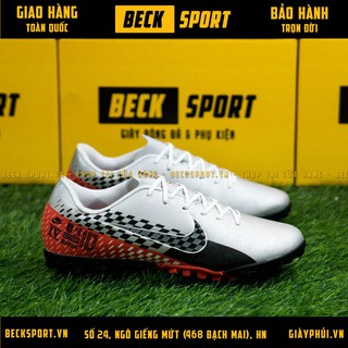 Giày Bóng Đá Mercurial 13 Academy Neymar Bạc Vạch Đen Gót Hồng TF