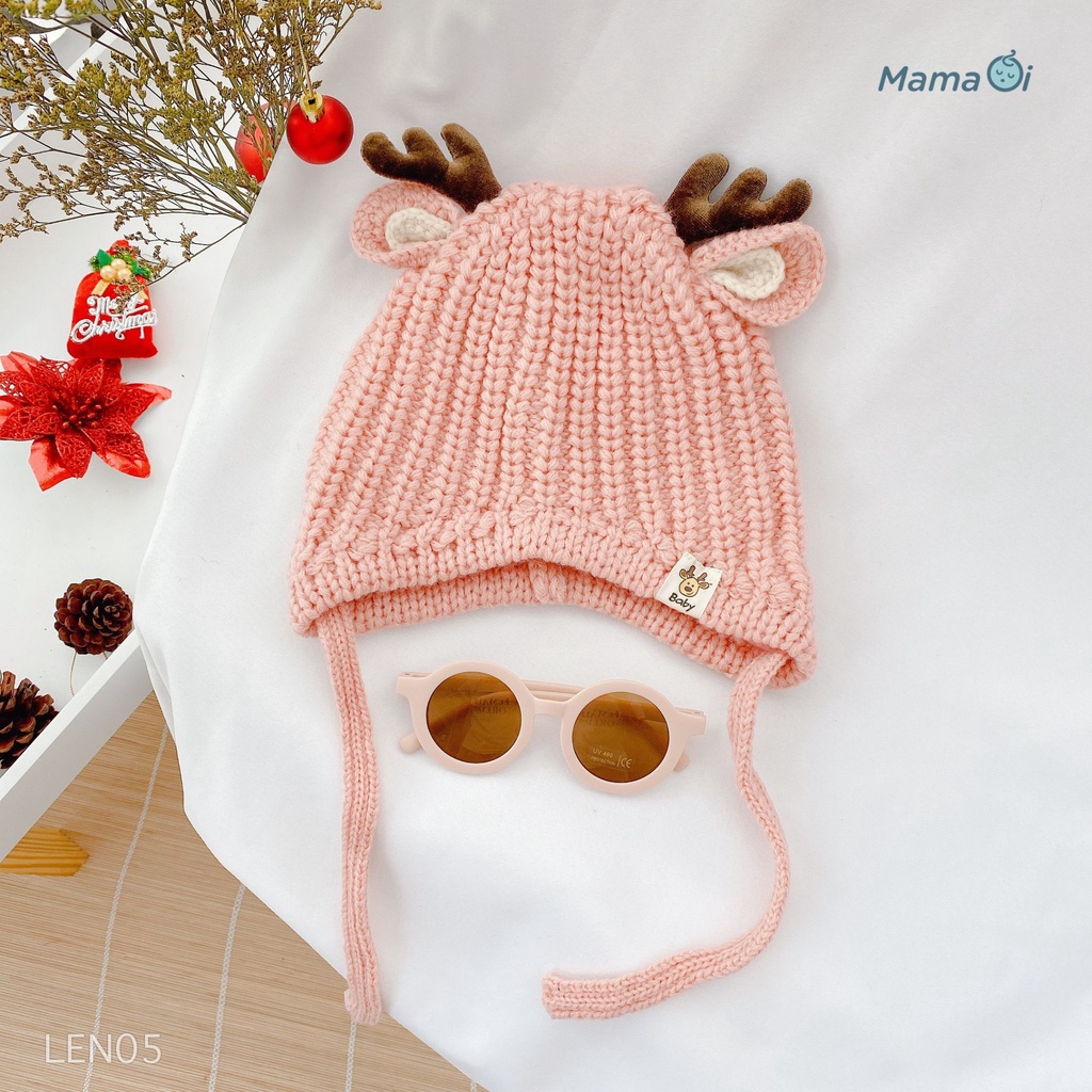LEN05 Nón len tuần lộc hồng mềm mại siêu dễ thương  cho bé 4-24 tháng của Mama Ơi- Thời trang cho bé