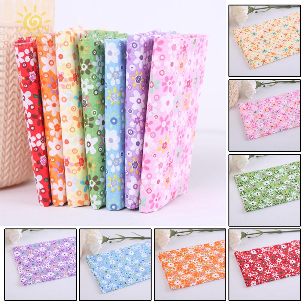 Set 7 Tấm Vải Cotton 25x25cm In Họa Tiết Hoa Dùng May Vá