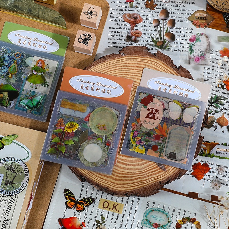 Bộ 100 Tờ Nhãn Dán Trang Trí Họa Tiết Khu Rừng Cổ Điển Độc Đáo DIY