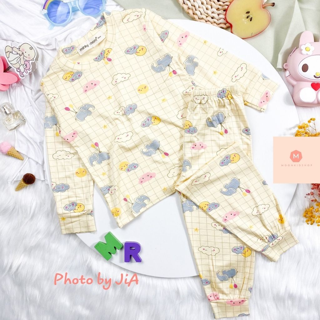 Bộ Dài Tay MinKy Mom,Hình Các Con Vật Ngộ NghĩnhTHUN LẠNH 100% dành cho bé trai,gái từ 7-20kg giao ngay