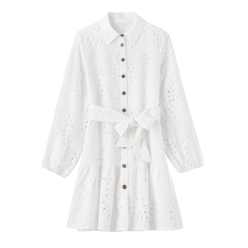 ĐẦM NGẮN DÁNG SƠ MI REN TRẮNG ZARA XUẤT XỊN