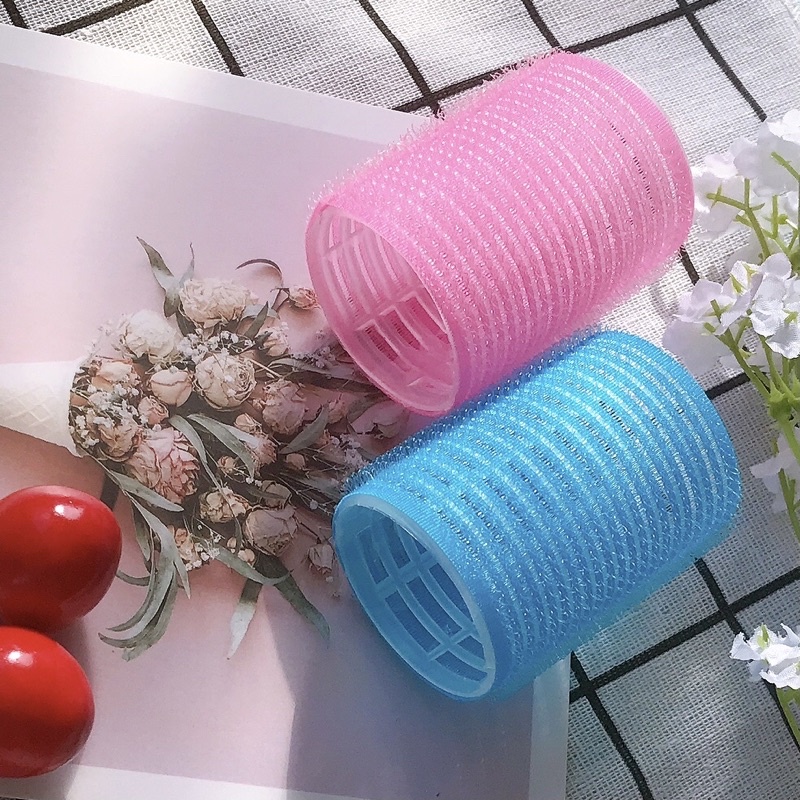 Set 2 Lô cuốn, lô uốn tóc mái tự dính bằng nhựa cỡ lớn 6cm