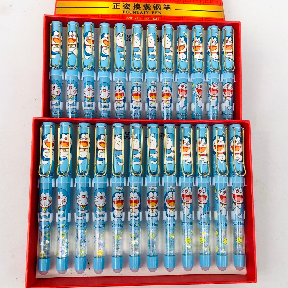 Bút xoá kim tuyến đôremon cực đẹp sẵn ngòi êm trơn dễ viết thích hợp cho trẻ luyện viết hàng ngày