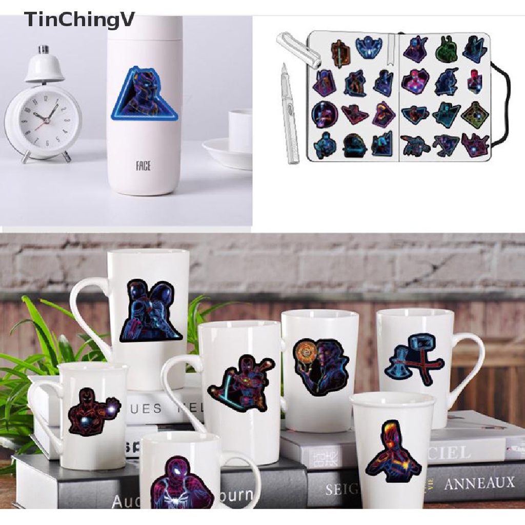 Bộ 100 Miếng Dán Neon Marvel Avengers Trang Trí Laptop Ván Trượt Hành Lý