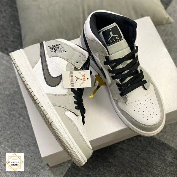 (FREESHIP+FULLBOX) Giày Thể Thao AIR JORDAN 1 Retro High Light Smoke Grey Cao Cổ Xám Logo đen Clever Man Store