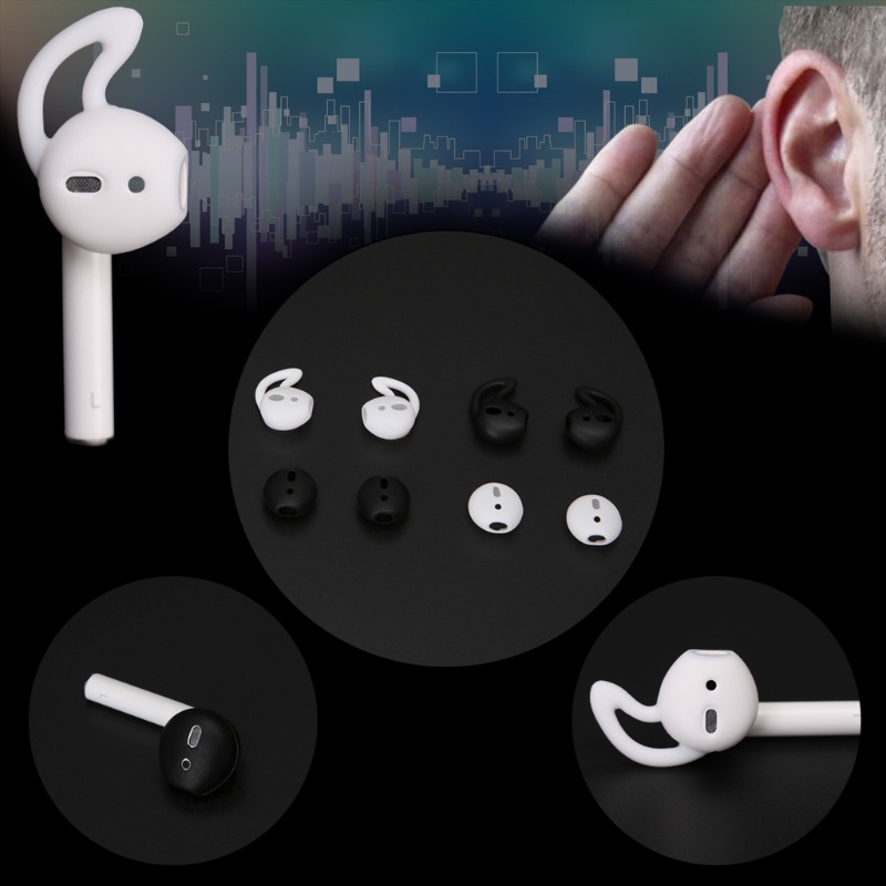 Set 4 Cặp Nút Tai Nghe Nhét Tai Bằng Silicon Mềm Bền Có Móc