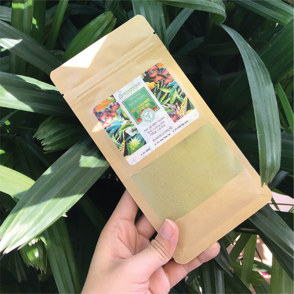 Bột Thảo Mộc Nguyên Chất Đắp Mặt Nạ Dưỡng Trắng Da, Ngừa Thâm MILAGANICS 100g (Túi Kraft) | BigBuy360 - bigbuy360.vn