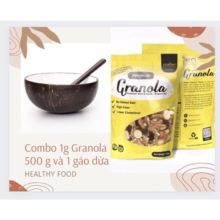Combo Olaben Nutrition Granola 500gam-Chén muỗng gáo dừa