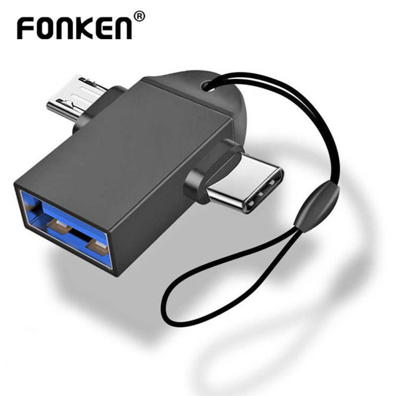 Bộ Chuyển Đổi OTG Fonken Hỗ Trợ Chức Năng OTG  Cổng USB 3.0 Type C Micro USB 2 Trong 1 Đa Năng