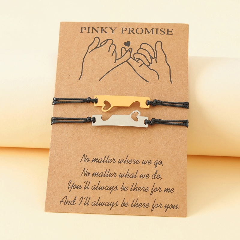 Set 2 Vòng Tay Dây Thừng Mặt Trái Tim Chữ Nhật Sáng Tạo Cho Cặp Đôi