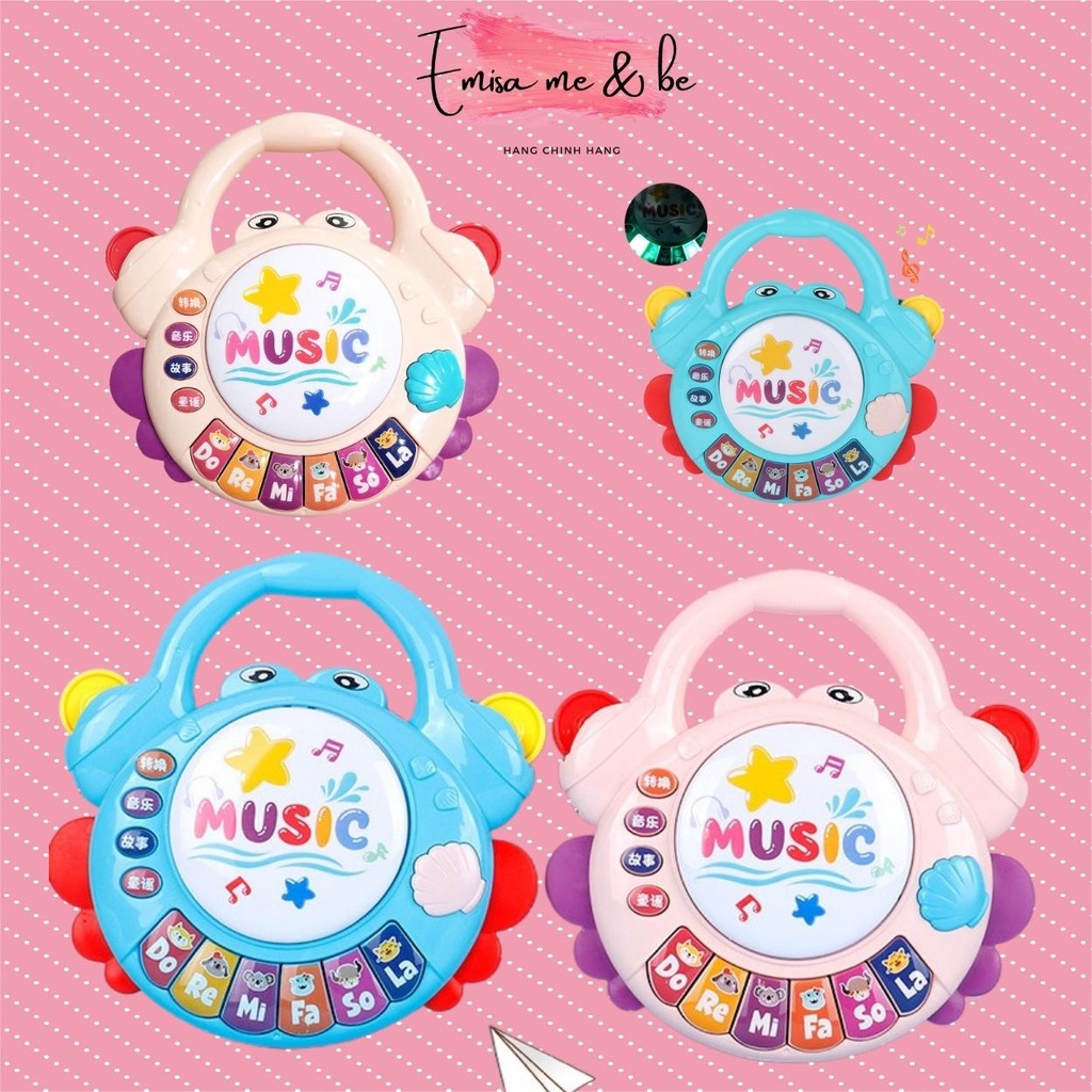 Đàn cho bé chơi có nhạc, đàn piano cho bé hình cua chạy pin nhiều cức năng