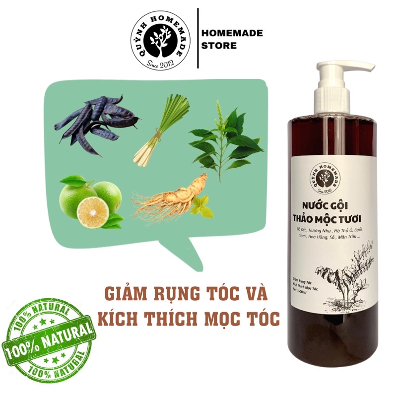 Gội Đầu Thảo Mộc Tươi QUỲNH HOMEMADE -Mỹ Phẩm Thiên Nhiên - Mỹ Phẩm Bầu