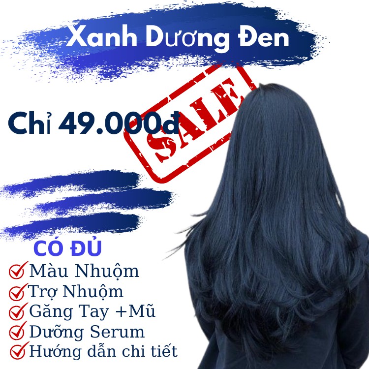 [Hót] Màu Nhuộm Tóc Xanh Dương Đen kella 2.8 Không Tẩy + tặng kèm Trợ Dưỡng