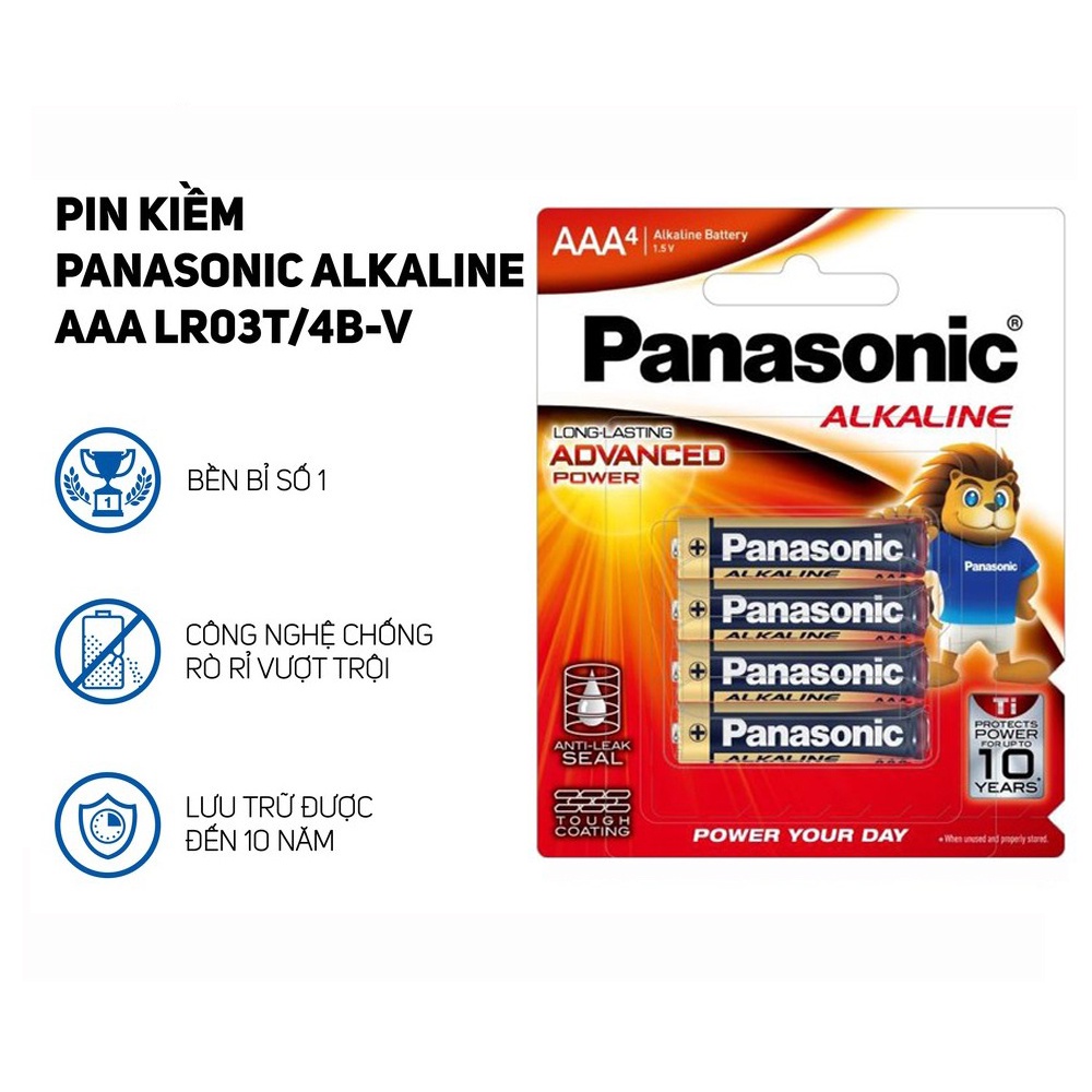 Pin AAA Panasonic alkaline cao cấp 1.5V vỉ 4 viên LR03T-4B chính hãng