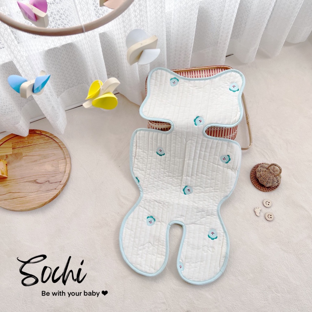 Tấm lót xe đẩy- chiếu điều hòa chống nóng lót xe đẩy cho bé cotton mềm mại, thoáng khí, phong cách Hàn Quốc